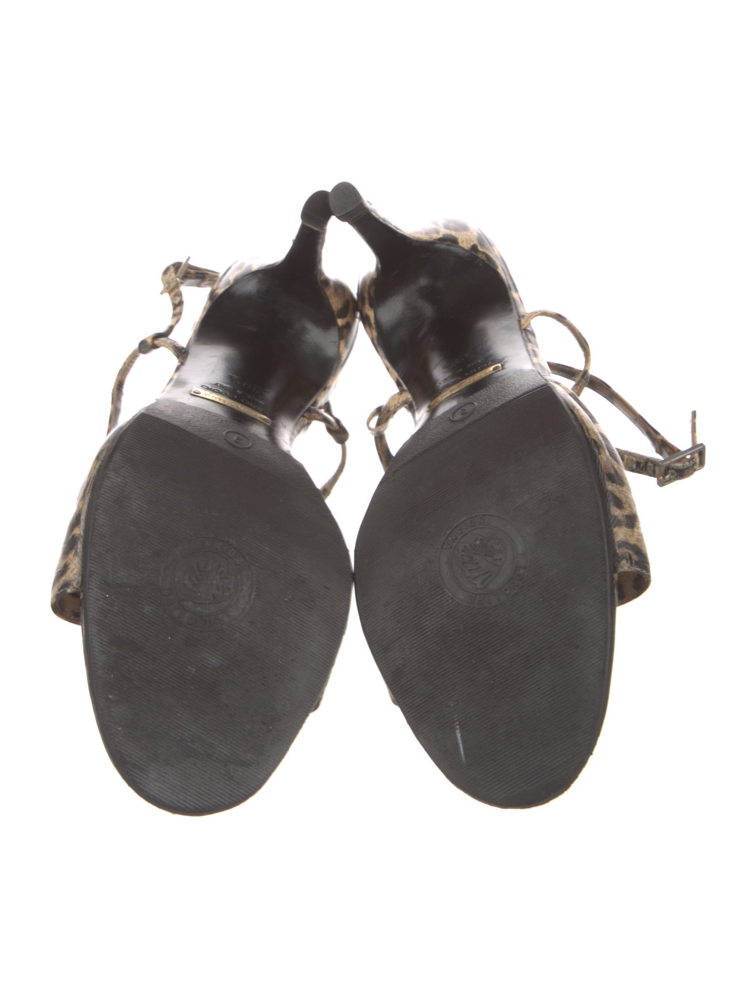 Dolce & Gabbana Leather Animal Print T-Strap Sandals